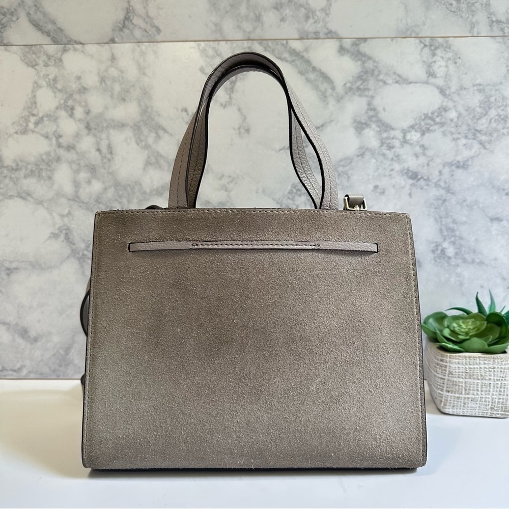 Kate Spade New York gray HAYES SUEDE SMALL SATCHEL crossbody bag - Picture 7 of 11